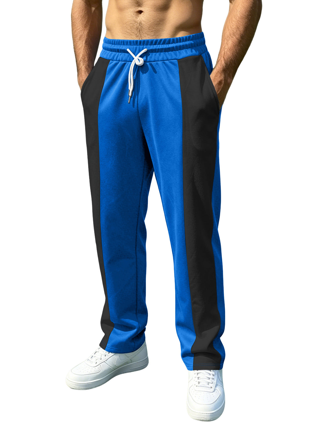Men's straight-cut training pants with contrast side inserts, elastic drawstring waistband, and side pockets Mune Fashion
