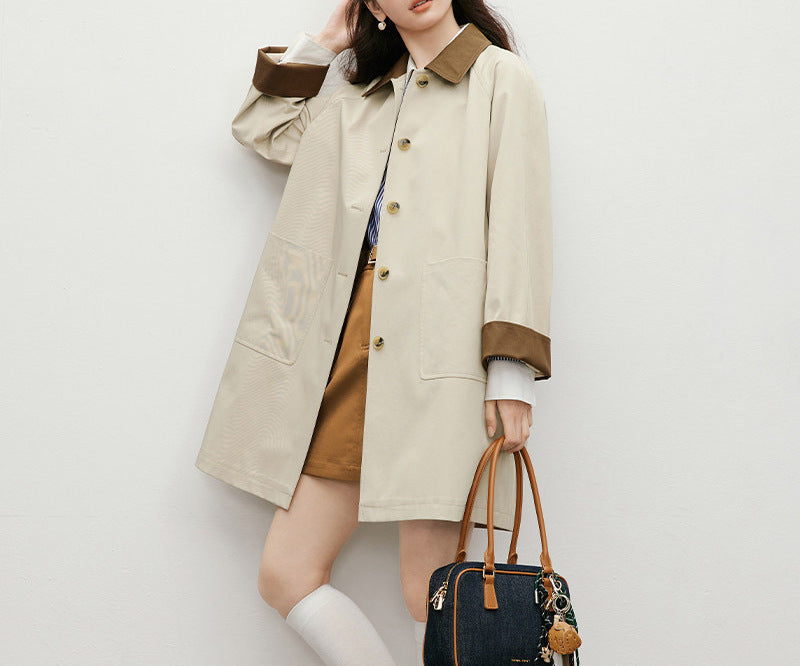 Ladies Fashionable Transitional Jacket with Contrast Collar Mune Fashion