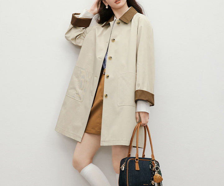 Ladies Fashionable Transitional Jacket with Contrast Collar Mune Fashion