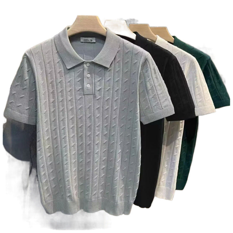 Men's Elegant Short Sleeve Polo Shirt with Textured Design Mune Fashion