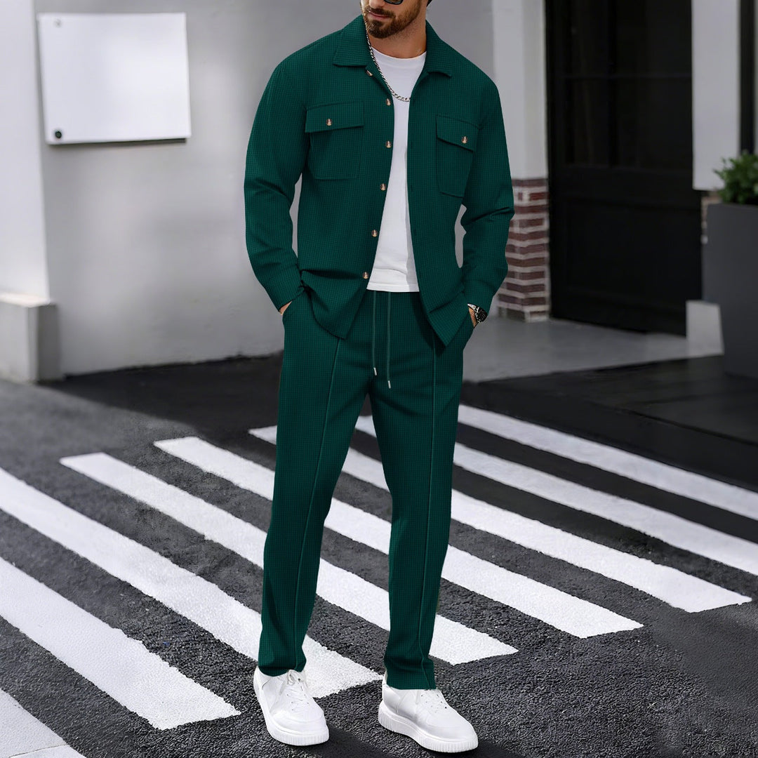 Men's Stylish Leisure Set with Structured Jacket and Comfortable Pants Mune