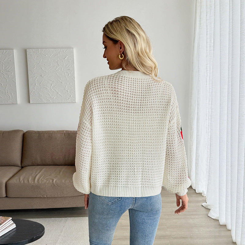 Ladies Sweet Knit Cardigan with Strawberry Motif Mune Fashion