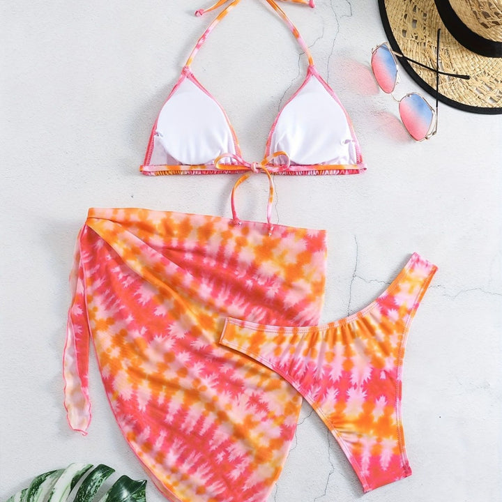 Women Triangle Bikini Set with Wrap Skirt Mune Fashion