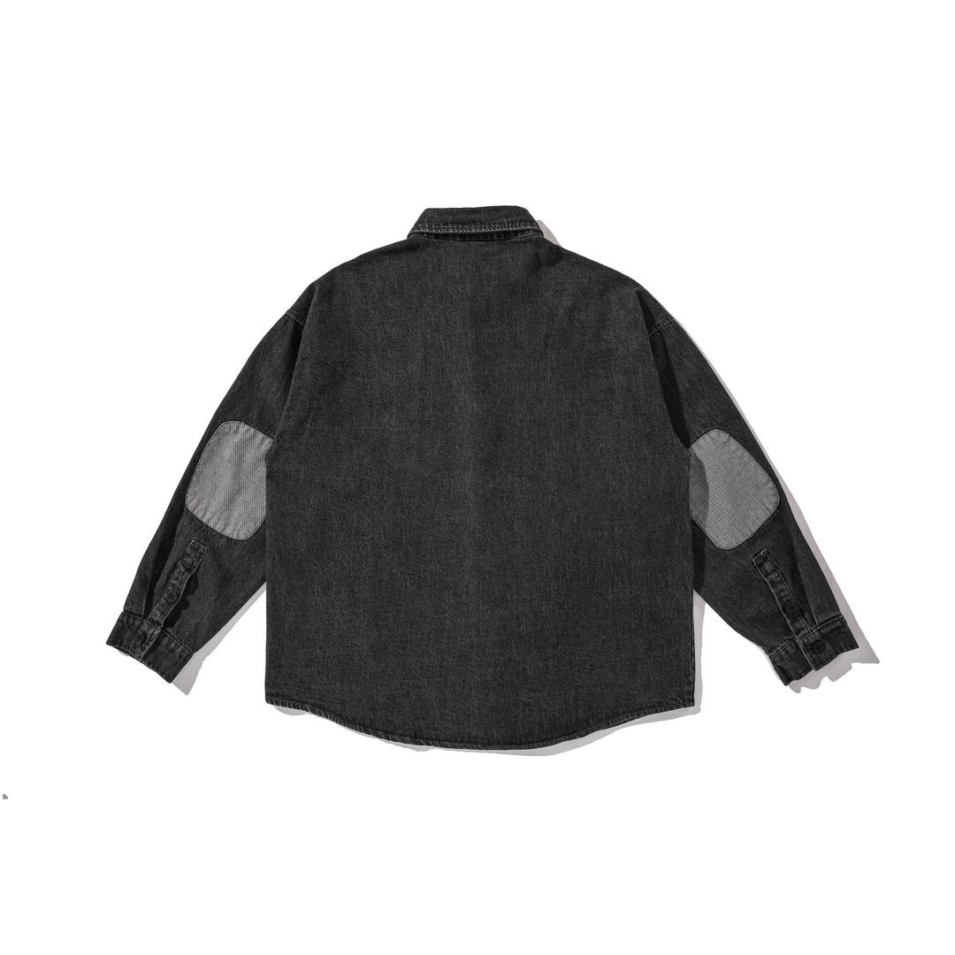 Men's overshirt made of washed denim with rounded hem Mune Fashion
