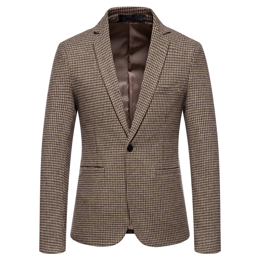 Men's slim-fit single-breasted blazer with houndstooth pattern and narrow lapel Mune Fashion