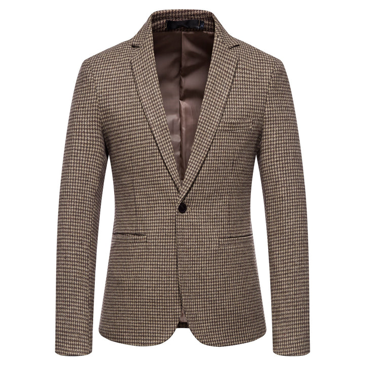 Men's slim-fit single-breasted blazer with houndstooth pattern and narrow lapel Mune Fashion