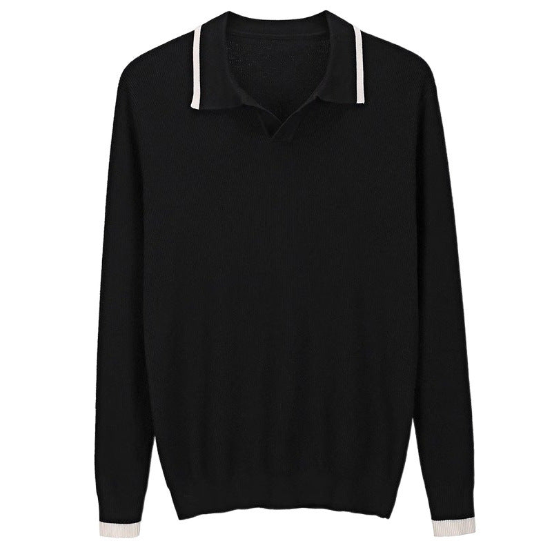 Men's Fashion Knit Sweater with Polo Collar Mune Fashion