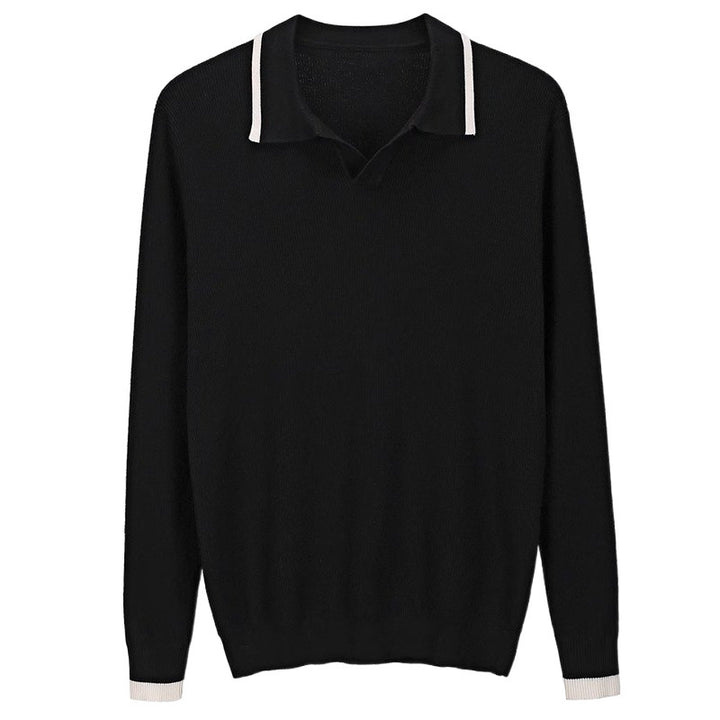 Men's Fashion Knit Sweater with Polo Collar Mune Fashion