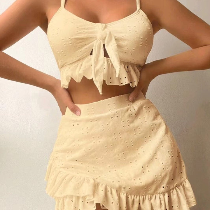 Women's Crop Top and Skirt Set with Playful Design Mune Fashion