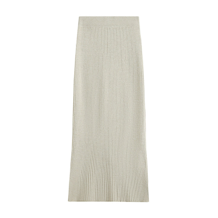 Women's Two-Piece Ribbed Knit Set with Short Sweater and Midi Skirt Mune Fashion