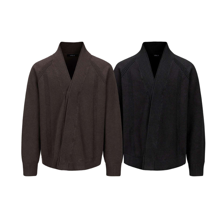 Men's chunky knit cardigan with shawl collar and ribbed cuffs Mune Fashion
