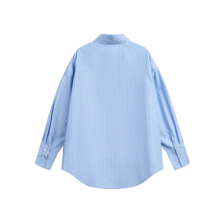 Women Loose-fitting shirt with fine striped pattern and rounded hem Mune Fashion