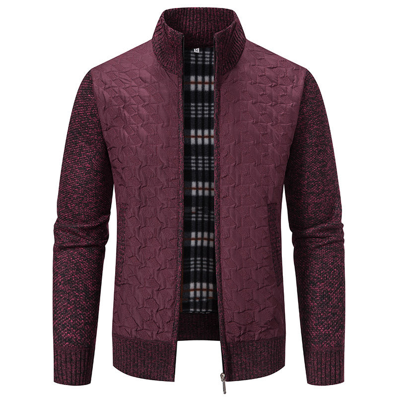 Men's quilted knit hybrid jacket with stand-up collar, full zip and checked lining Mune Fashion