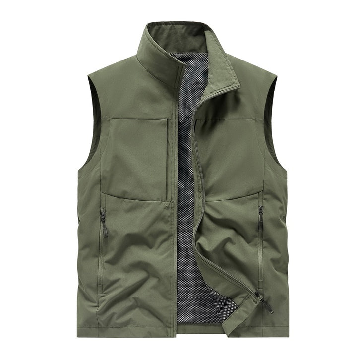 Men's Lightweight Windproof Softshell Quilted Vest with Mesh Lining, Stand Collar & Zipper Pockets Mune Fashion