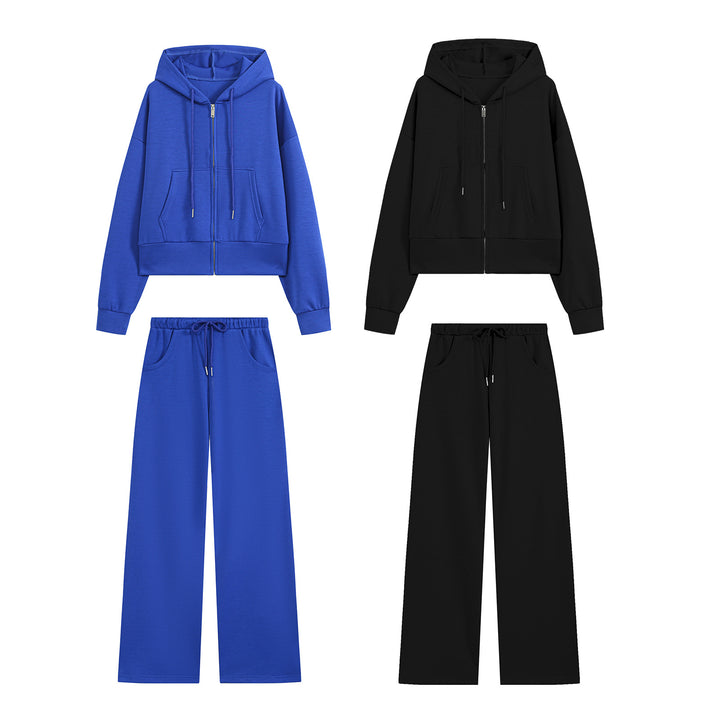 Women's Cropped Zip Hoodie with Hood, Kangaroo Pocket and Tailored Hem Mune Fashion