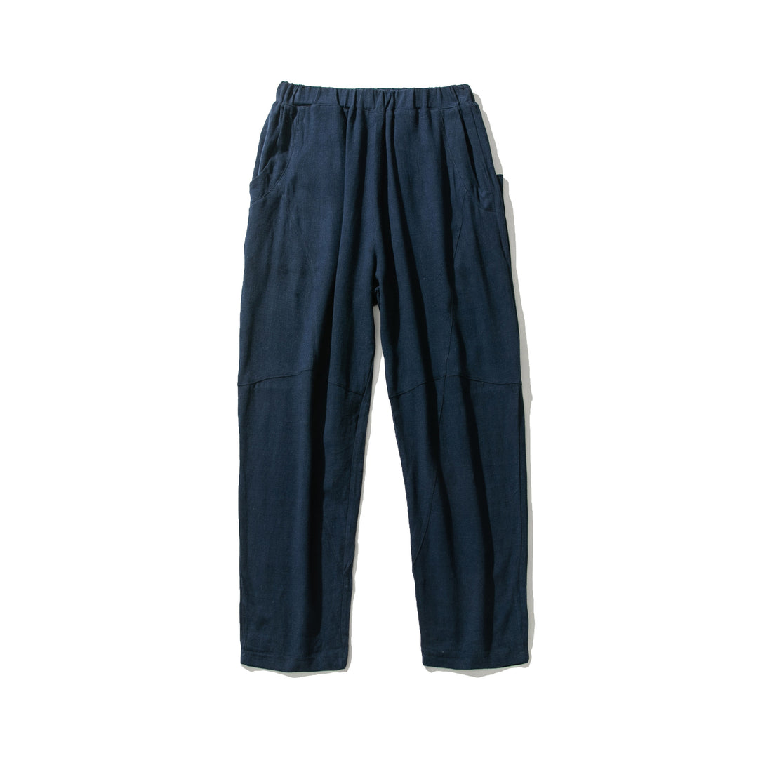 Men's Soft Linen Blend Lounge Pants with Dropped Crotch, Elastic Waistband, and Tapered Leg Mune Fashion