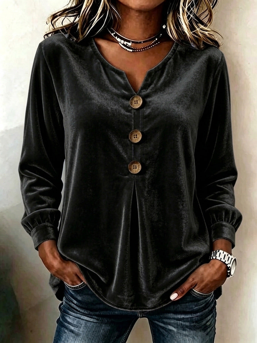 Ladies Elegant and Comfortable Velvet Blouse Mune Fashion