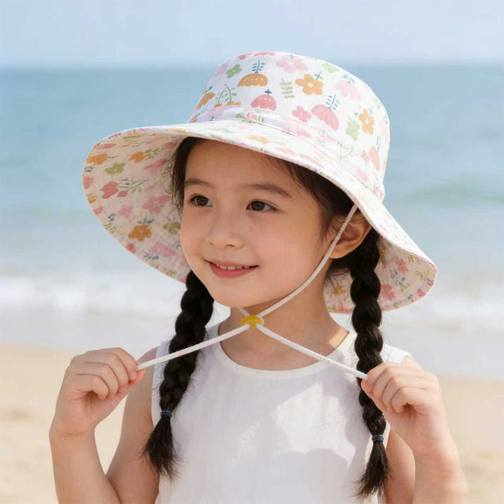 Unisex nan sun hat for children with adjustable chin strap, wide brim and high UV protection Mune Fashion
