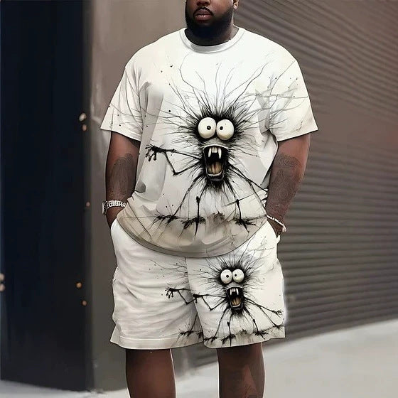Men's casual leisure two-piece set with large smiley sunglasses print Mune Fashion
