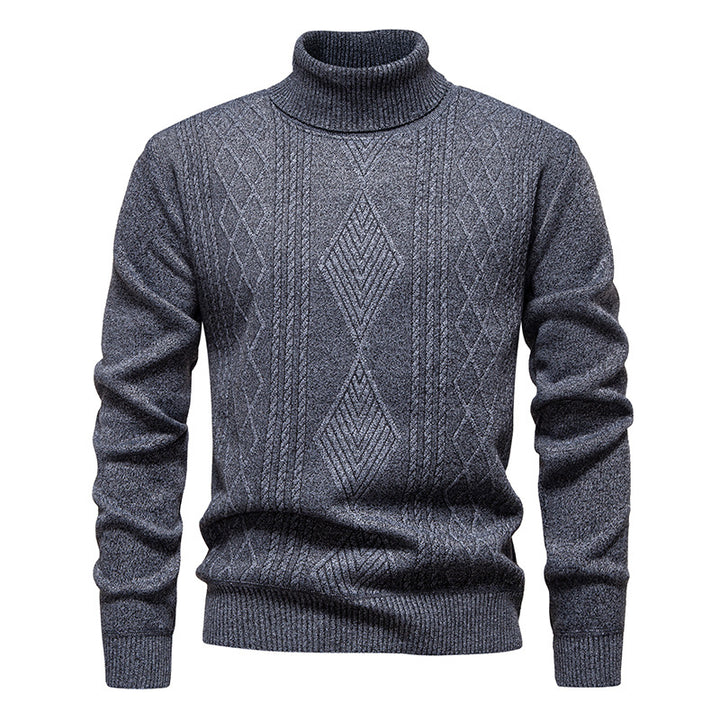 Men's fine-knit turtleneck sweater with structured cable pattern texture and slim fit Mune Fashion