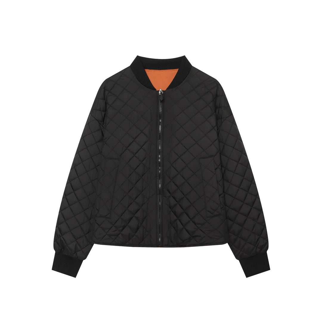 Women's quilted bomber jacket with contrast lining and ribbed cuffs Mune Fashion