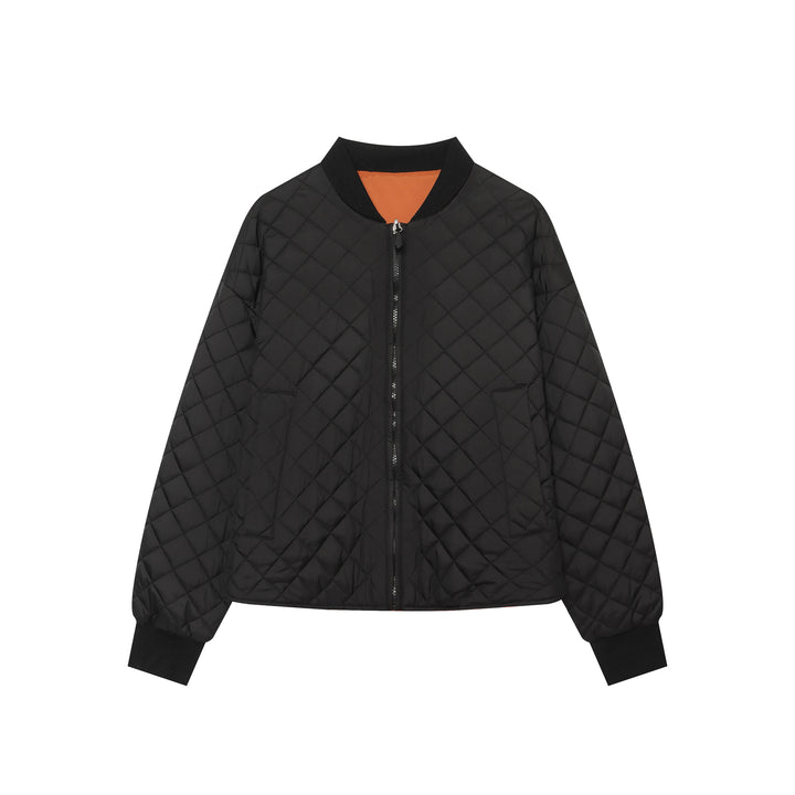 Women's quilted bomber jacket with contrast lining and ribbed cuffs Mune Fashion