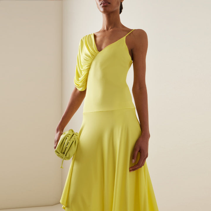 Women's asymmetrical one-piece swimsuit with voluminous puff sleeves Mune Fashion
