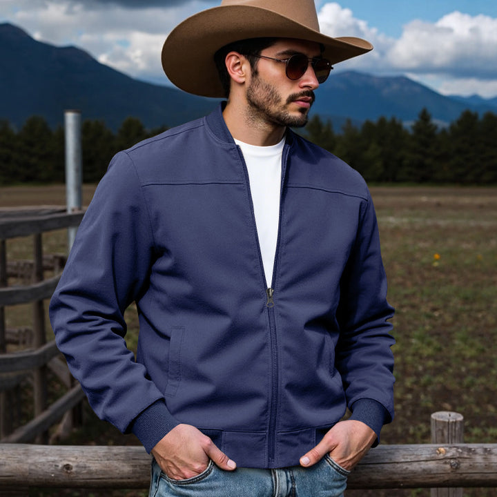 Men's Lightweight Bomber Jacket with Zipper, Ribbed Cuffs & Minimalist Seam Structure Mune Fashion