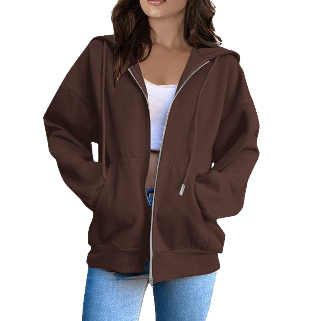 Women's casual hoodie jacket with continuous zipper, kangaroo pockets, and voluminous raglan sleeves Mune Fashion
