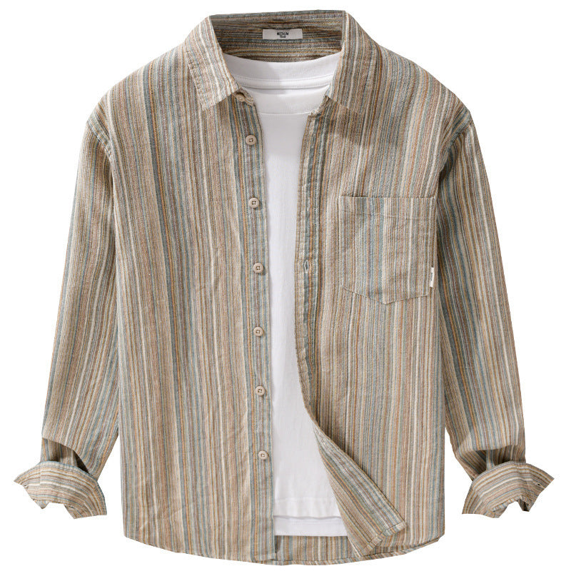 Men's Striped Linen-Cotton Shirt in Relaxed-Fit with Chest Pocket Mune Fashion