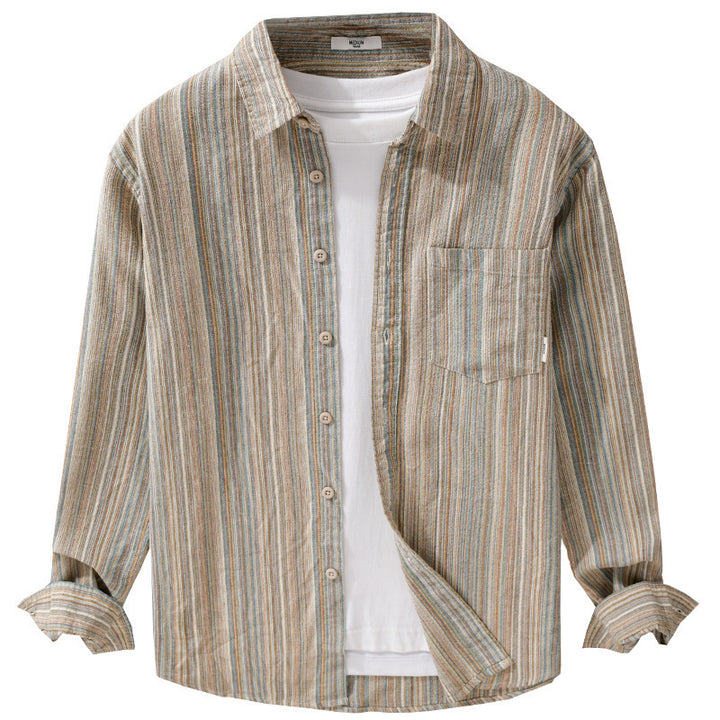 Men's Striped Linen-Cotton Shirt in Relaxed-Fit with Chest Pocket Mune Fashion