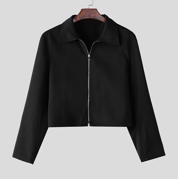 Women's Cropped Jacket with Shirt Collar and Full Zip Mune Fashion