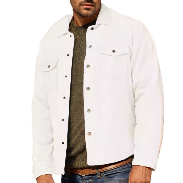 Men's Corduroy Shirt Jacket in Western Style with Flap Chest Pockets Mune Fashion
