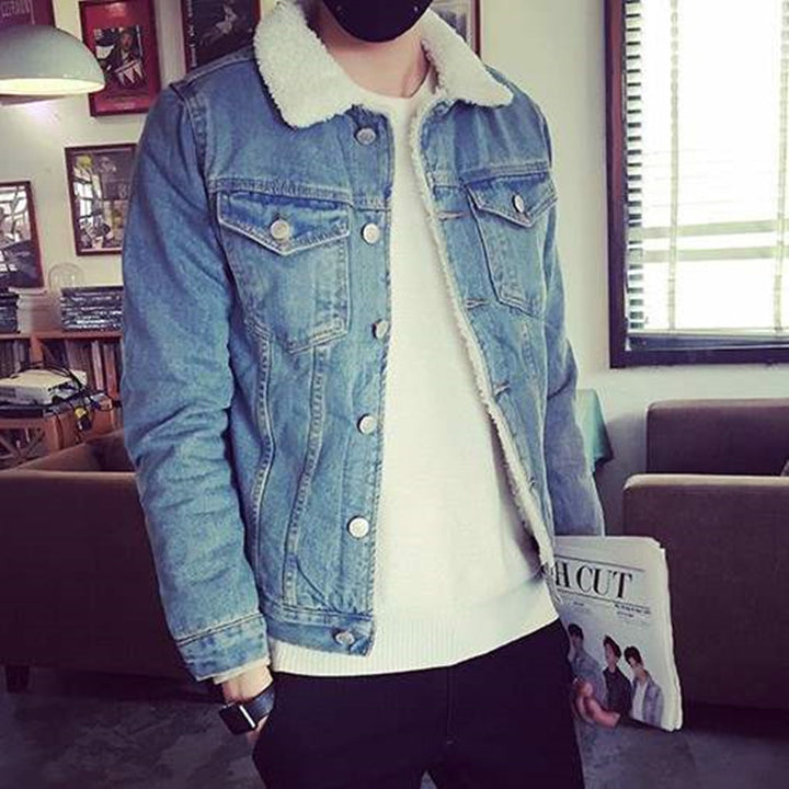 Men's Denim Jacket with Teddy Lining Mune Fashion