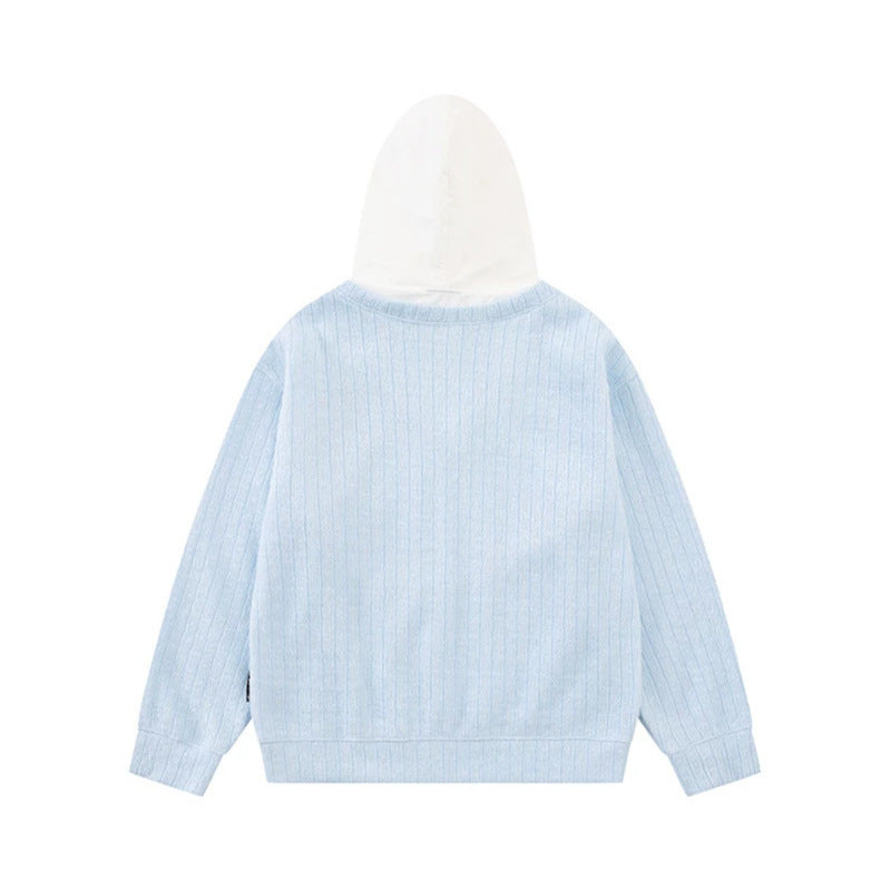Women's hoodie with V-neck, attached tie application and star patches Mune Fashion