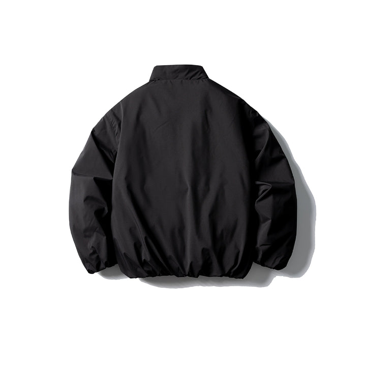 Unisex Short Boxy Thermal Blouson with High Standing Collar, Elastic Hem and Concealed Zipper Mune Fashion