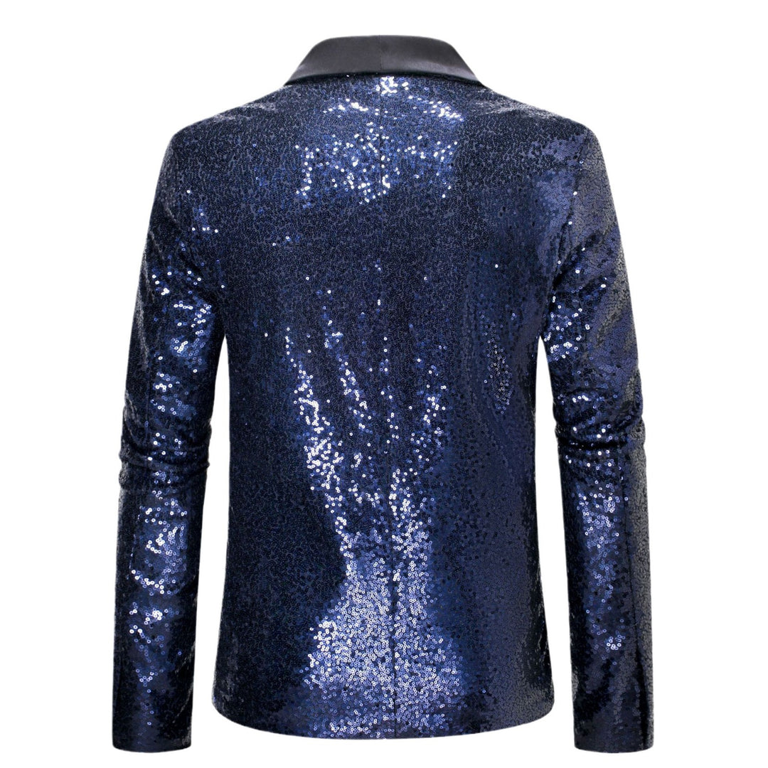 Men's eye-catching sequin blazer with shiny shawl collar and slim silhouette Mune Fashion