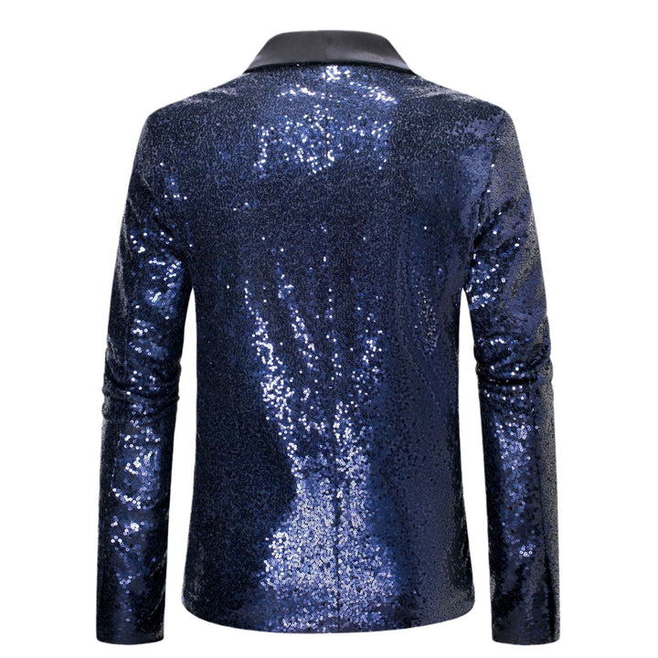 Men's eye-catching sequin blazer with shiny shawl collar and slim silhouette Mune Fashion