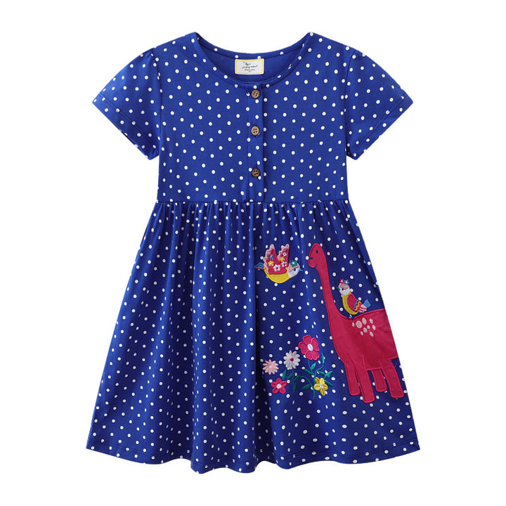 Girls' leisure dress with cute dinosaur motif Mune Fashion