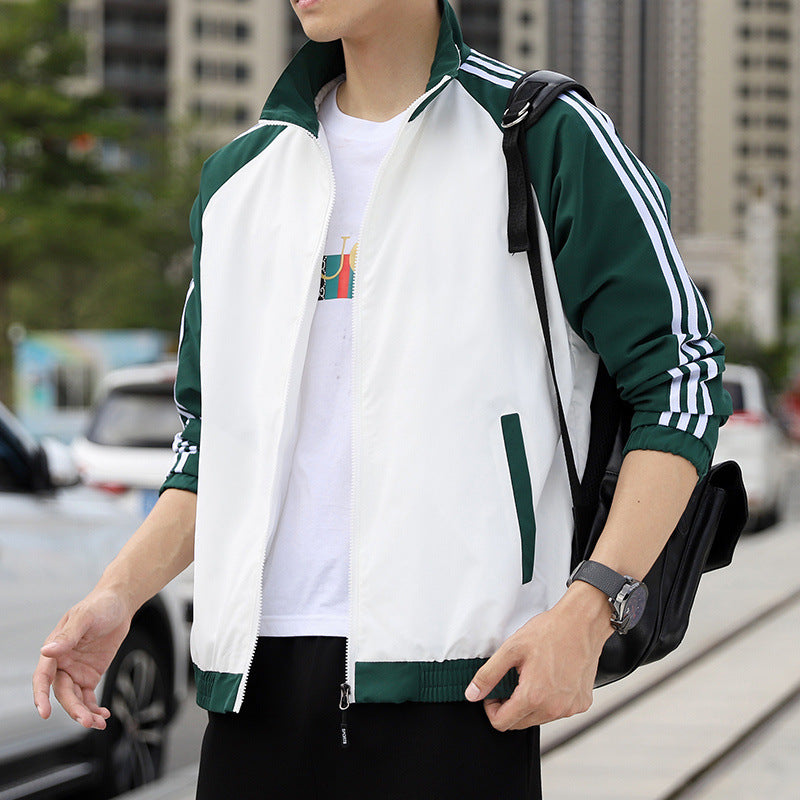 Men's Sporty Windbreaker with High Collar Mune Fashion
