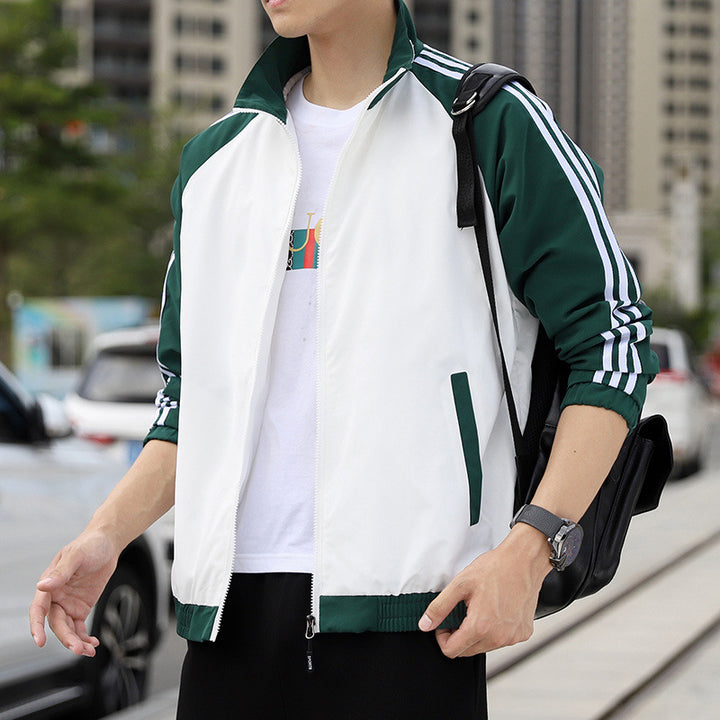 Men's Sporty Windbreaker with High Collar Mune Fashion
