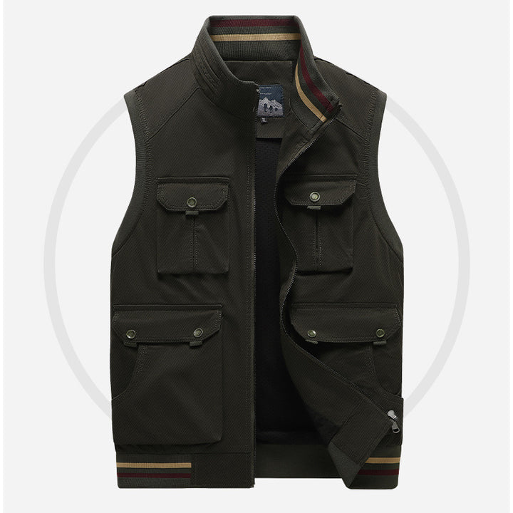 Men's Multifunctional Outdoor Vest with four flap pockets, stand collar and mesh lining Mune Fashion