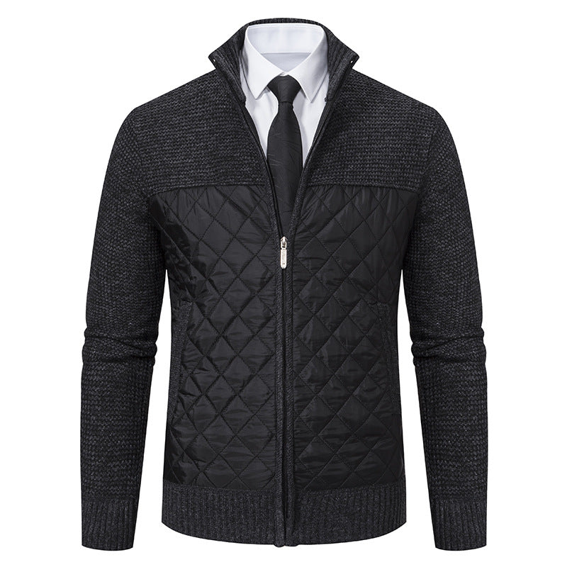 Men's quilted hybrid cardigan with diamond quilting, stand-up collar, insulating thermal lining, and zipper Mune Fashion