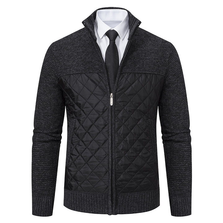 Men's quilted hybrid cardigan with diamond quilting, stand-up collar, insulating thermal lining, and zipper Mune Fashion