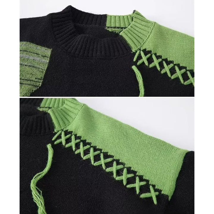 Men's Casual Chunky Knit Sweater with Creative Pattern Mune Fashion