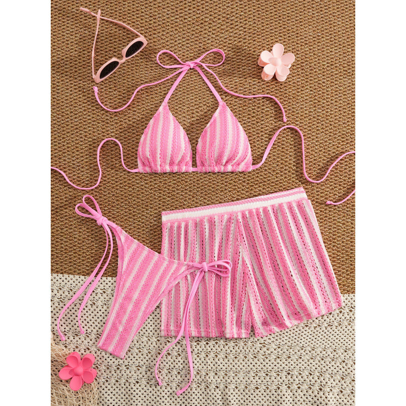 Women’s Bikini Set with Ruffles and Playful Striped Pattern Mune Fashion