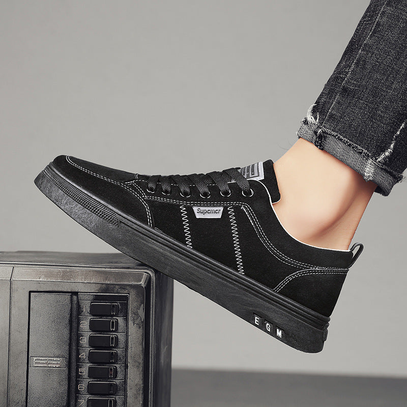 Men's Low Velvet Casual Sneakers with Padded Heel Collar and Subtle Seam Structure Mune Fashion