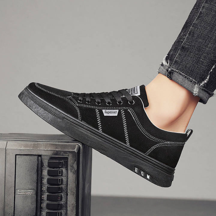 Men's Low Velvet Casual Sneakers with Padded Heel Collar and Subtle Seam Structure Mune Fashion