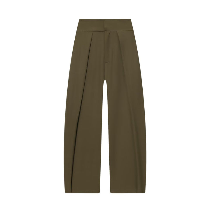 Women's Wide High Waist Pants with Front Pleats and Flowing Palazzo Silhouette Mune Fashion