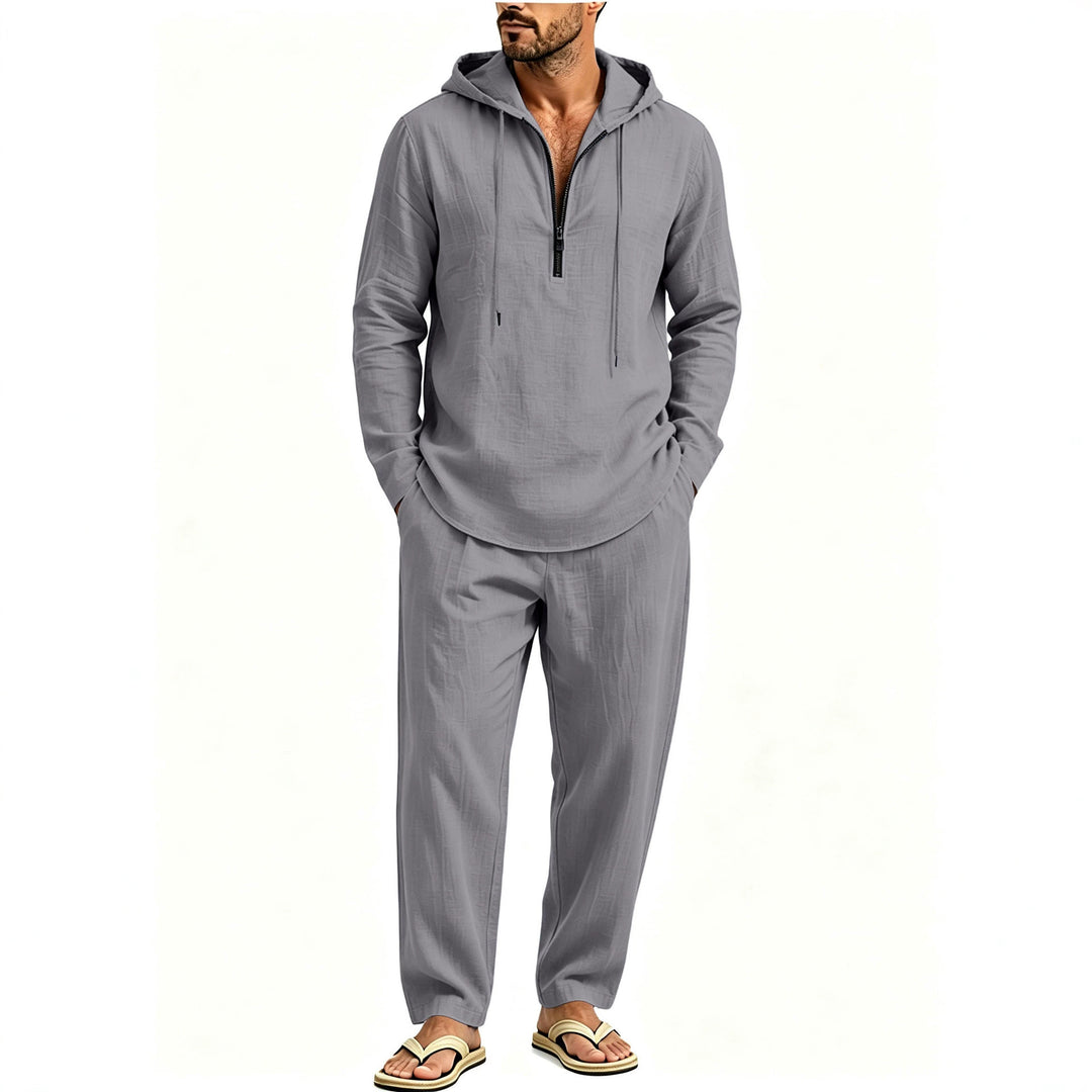 Men's Casual Lounge Set with Half-Zip Hoodie and Loose-Fitting Leisure Pants Mune Fashion